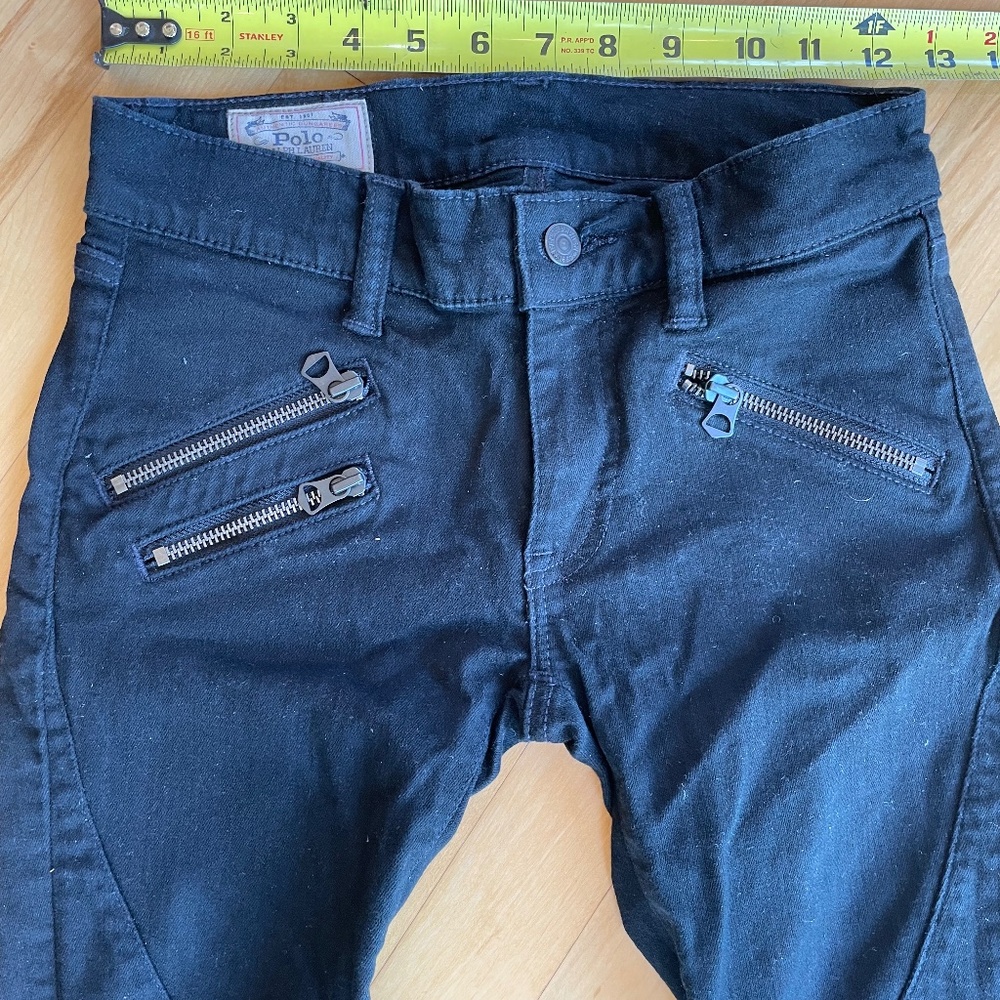 Polo Ralph Lauren Tompkins black skinny moto jeans 25